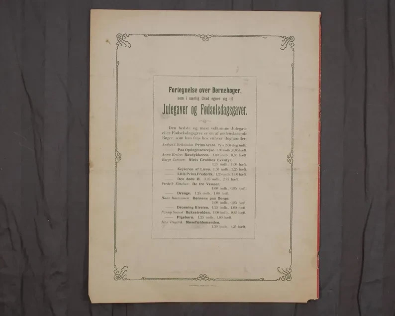 1905 Børnenes Jul Danish Christmas Annual Original Back Cover Publisher Ad