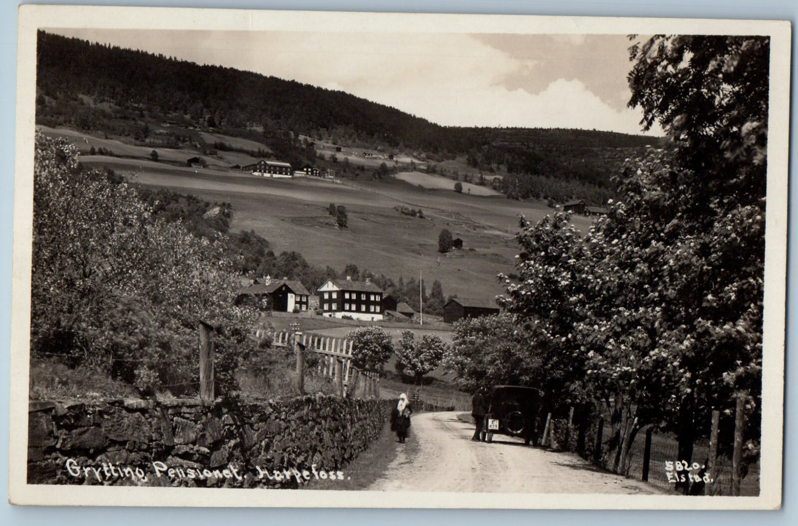 Innlandet County Norway Postcard Pensionat Harpefoss Gryttino c1940\'s RPPC Photo