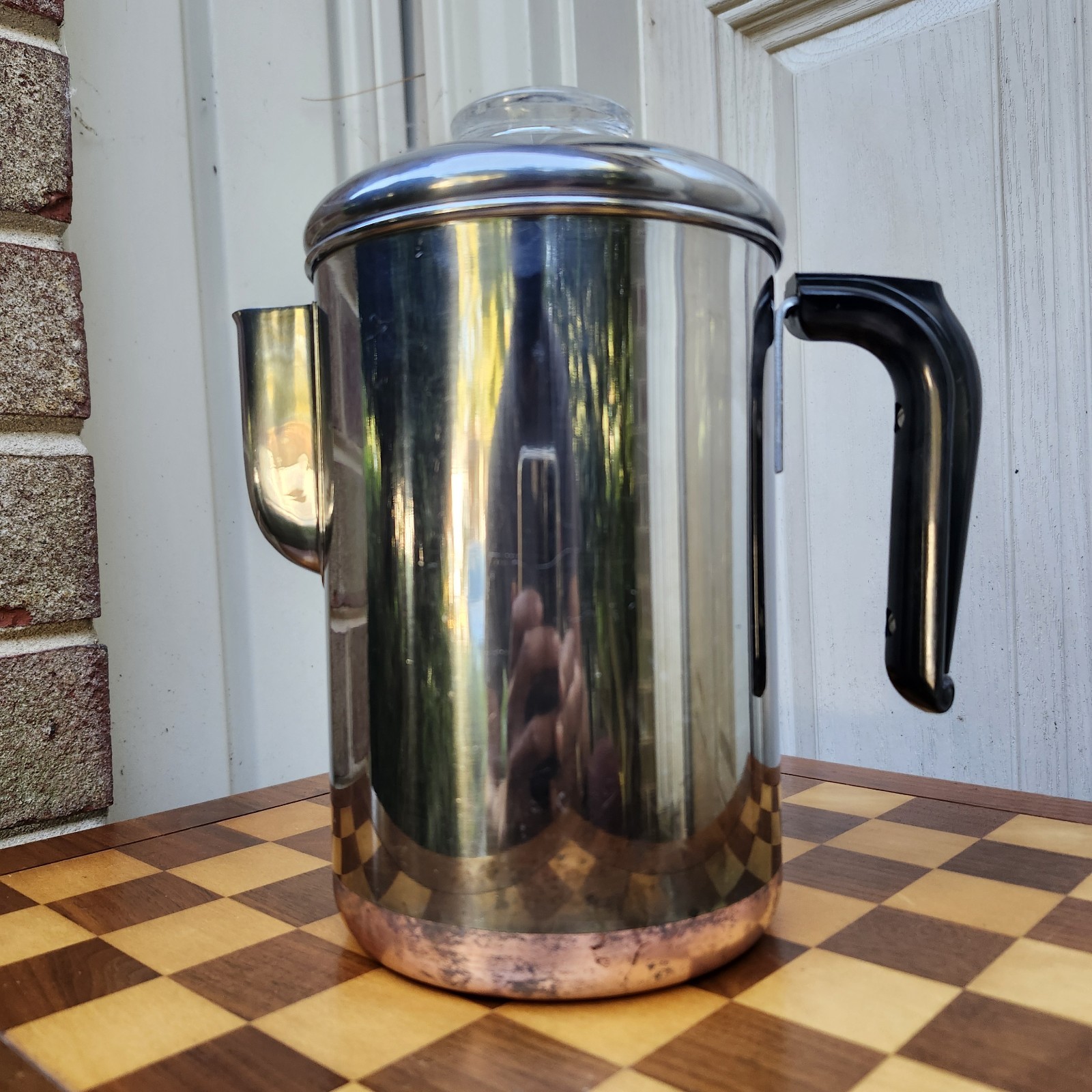 Vtg Revere Ware 1801 Coffee Percolator Pot 6 Cup Glass Knob - Complete