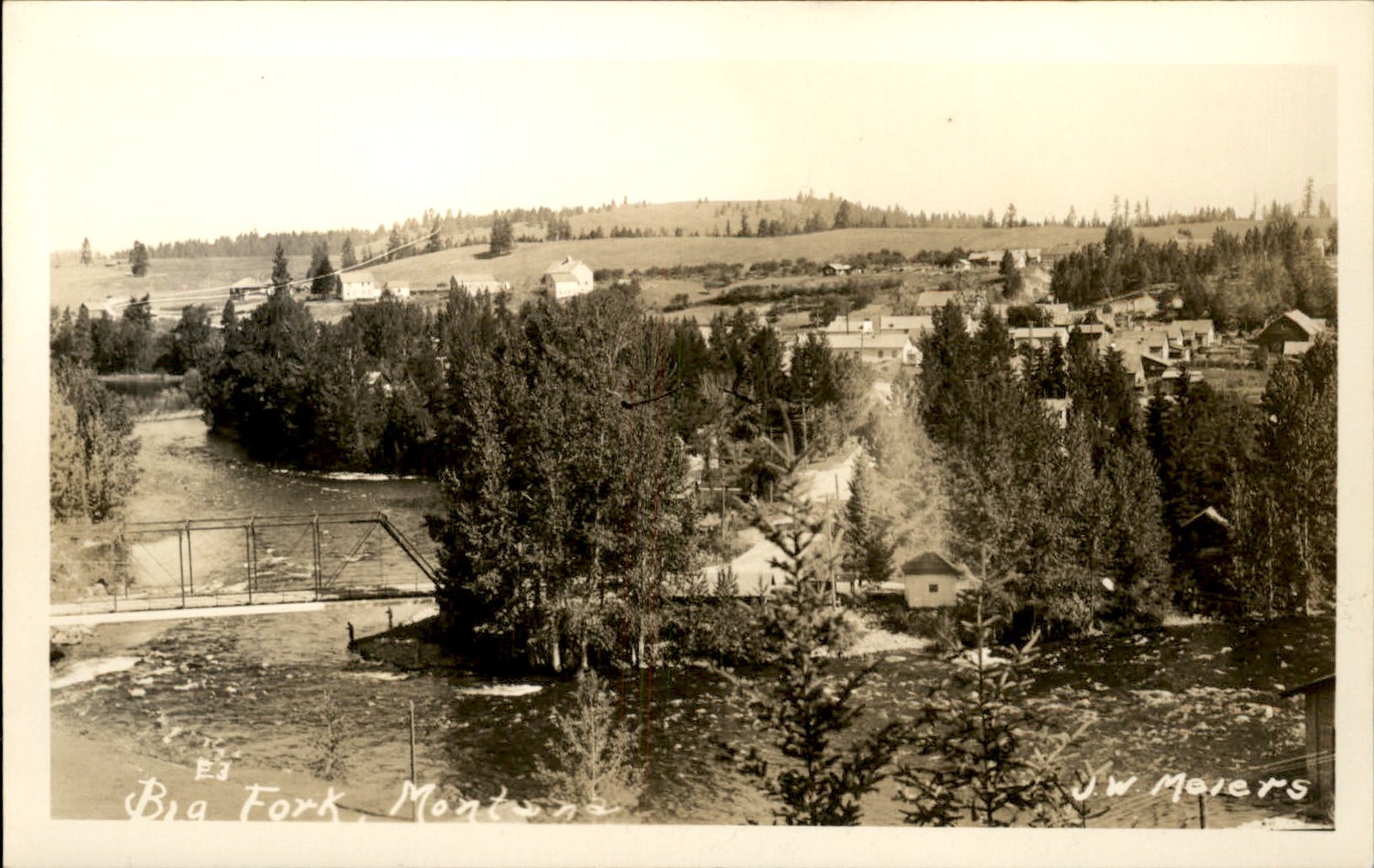 Big Fork MT River and Town View c1910s Real Photo Vintage Postcard bhn Big Fork MT River and Town View c1910s Real Photo Vintage Postcard bhn
