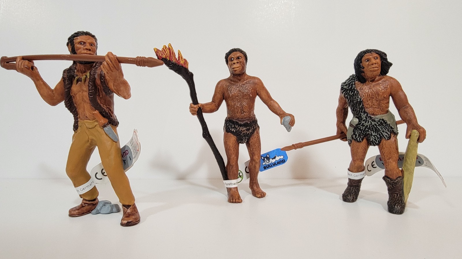 Bullyland lot of 3 Homo Sapiens Homo Erectus & Neanderthal Prehistoric figures