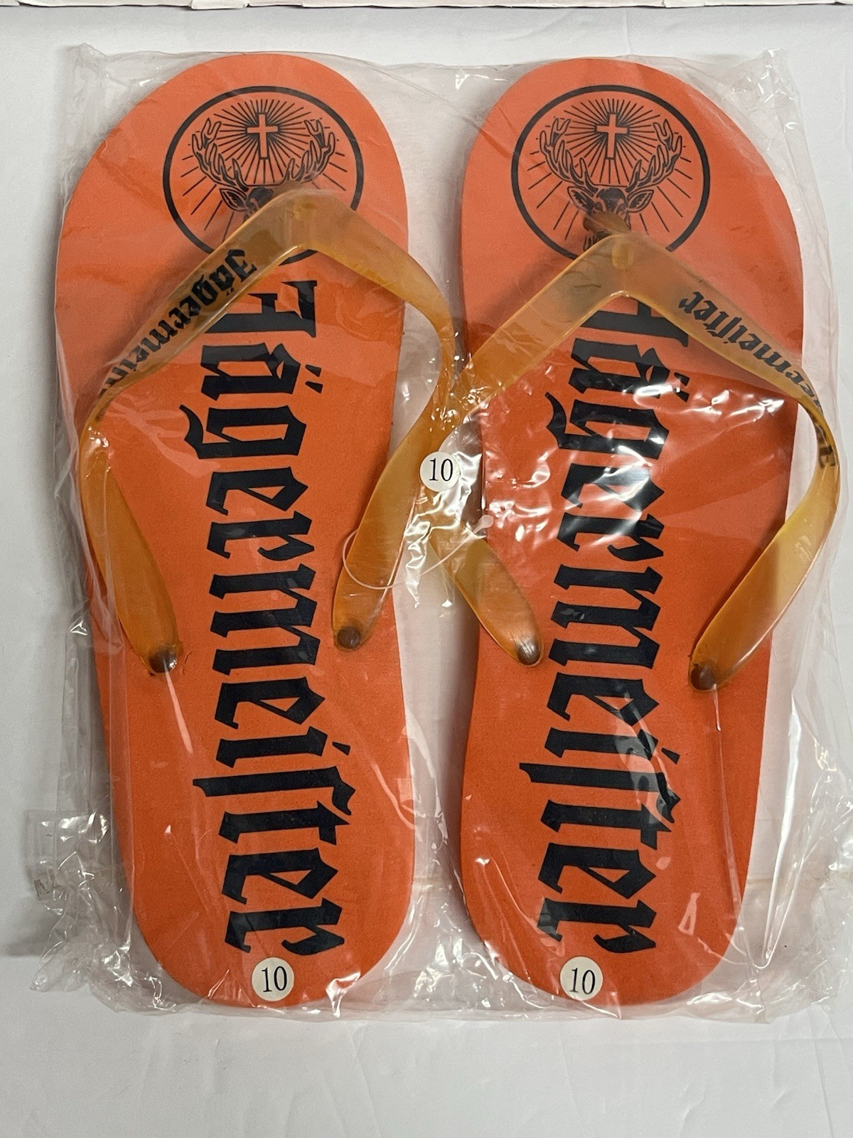 Jagermeister Promotional Flip Flops Sandals Size 10 Orange Advertising BRAND NEW