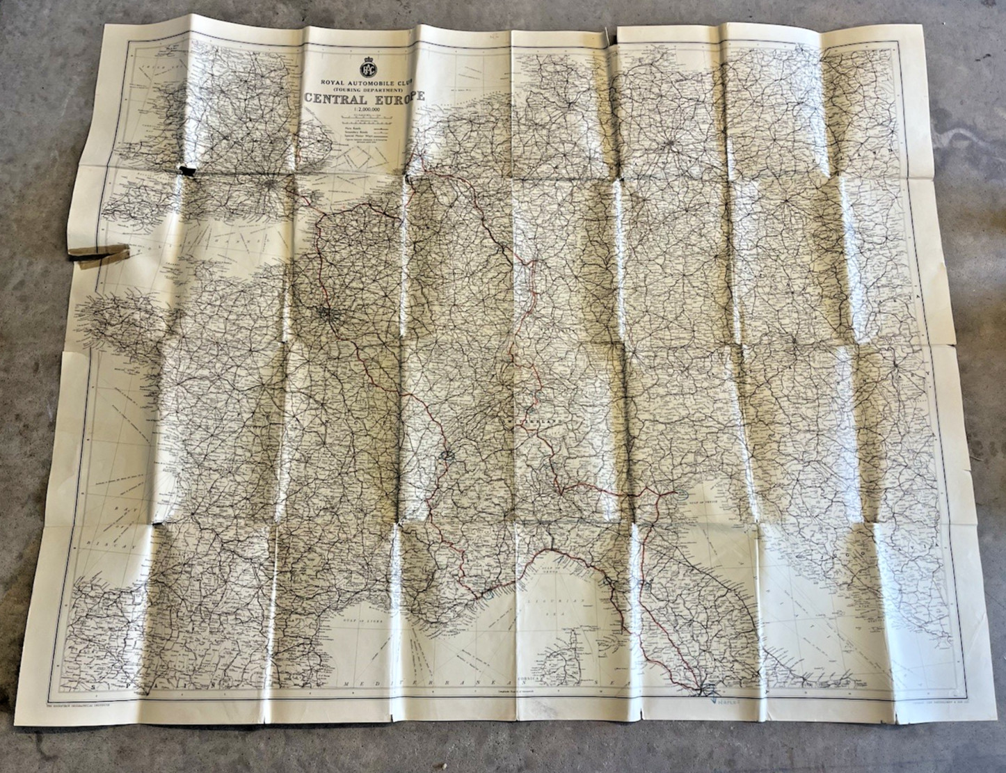 Vintage Map Central Europe 1950s 1960s Era John Bartholomew England Holland