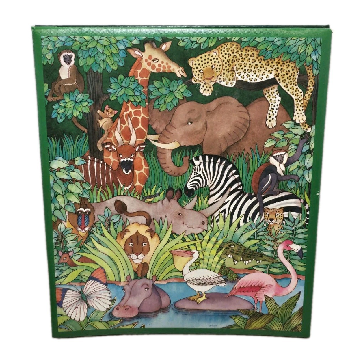 VTG 1980s Hallmark Jungle Animals Scrapbook Album RA 650-2 Post Bound Empty Book