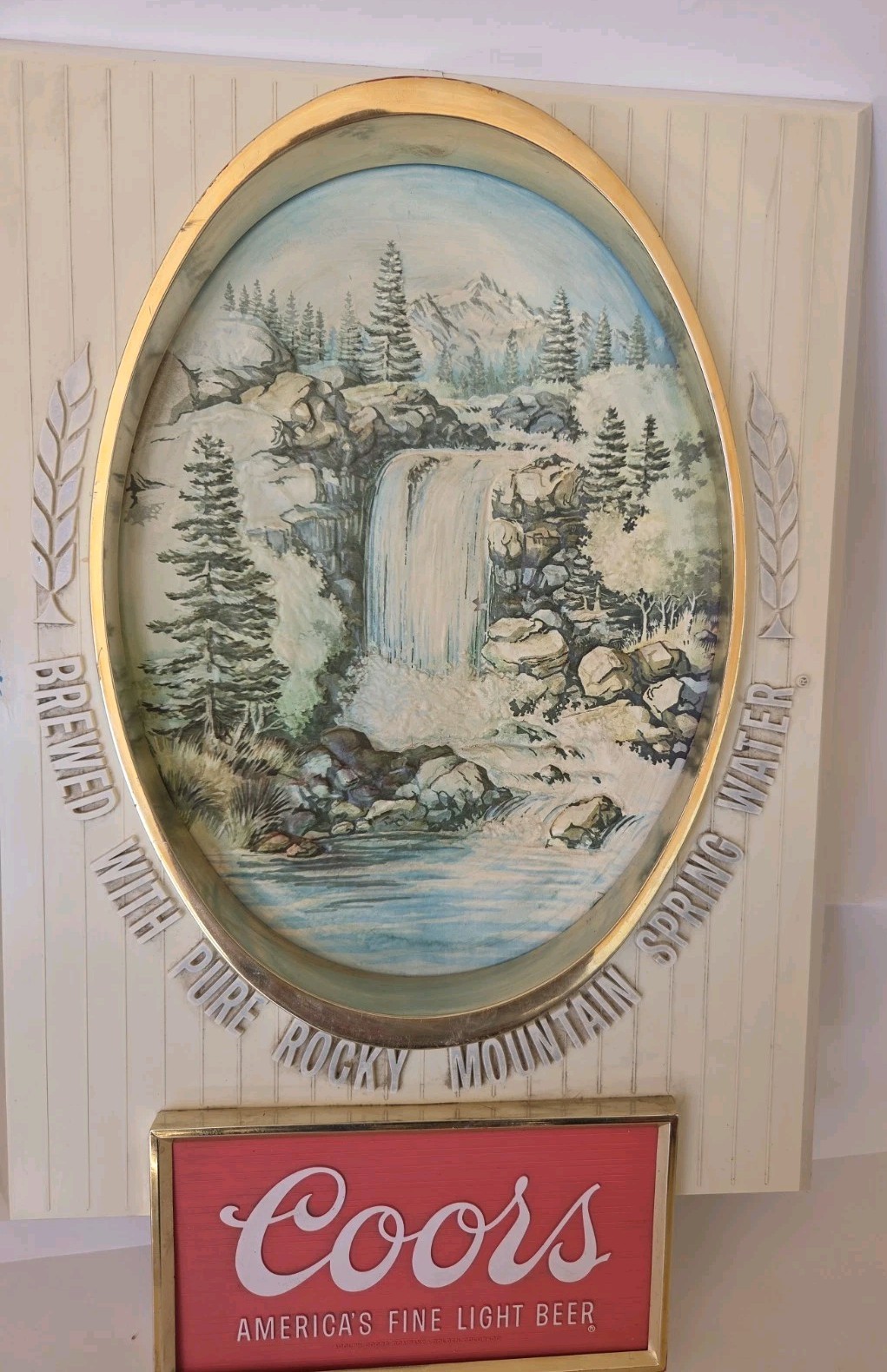 Vintage COORS Rocky Mountain America’s Fine Light Beer Waterfall Sign 18.5\