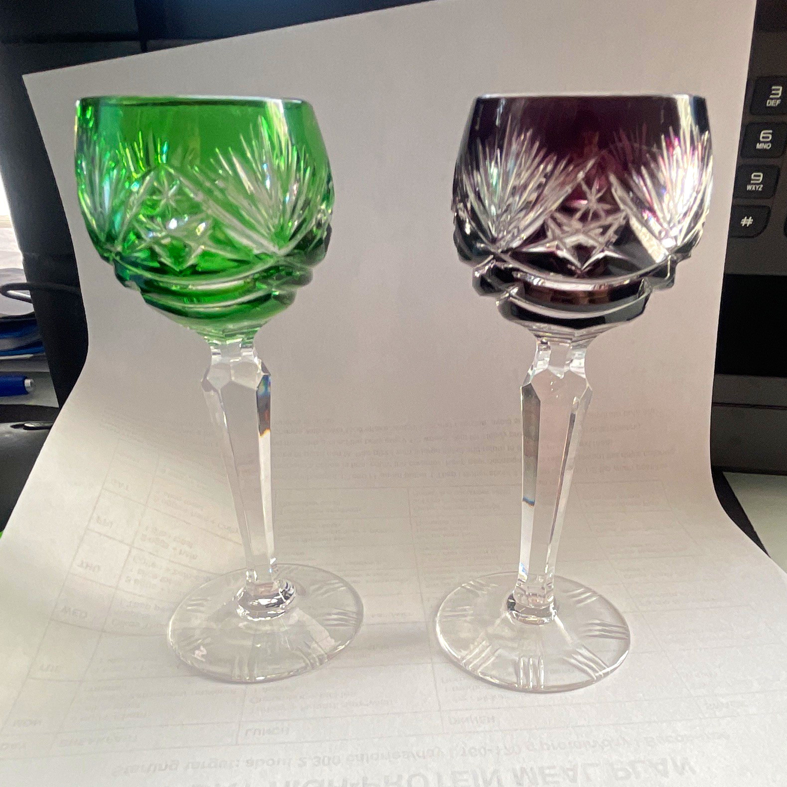 Vintage Nachtmann Traube 2 Cut to Clear Crystal Cordial Glasses Germany