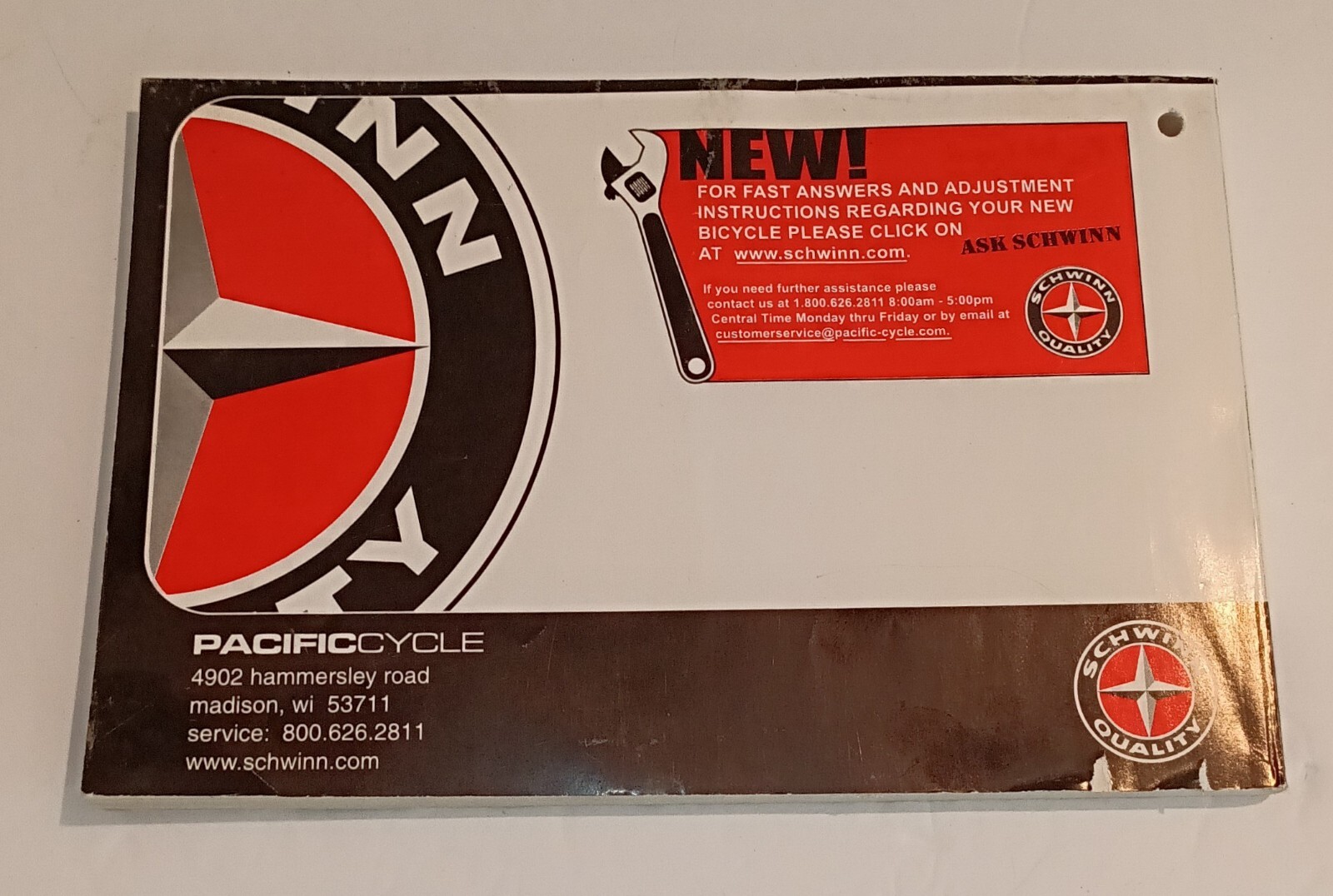 SCHWINN  BICYCLES OWNERS MANUAL 2007 PACIFIC CYCLE BIKE SERVICING MANUAL
