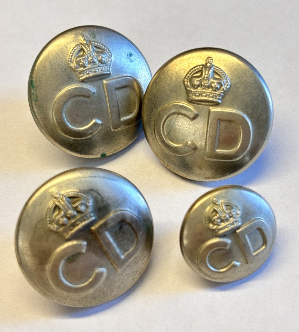 Vtg WWII Era British Civil Defence (4) 3 Lrg 1 Small Firmin Metal Buttons Unifor