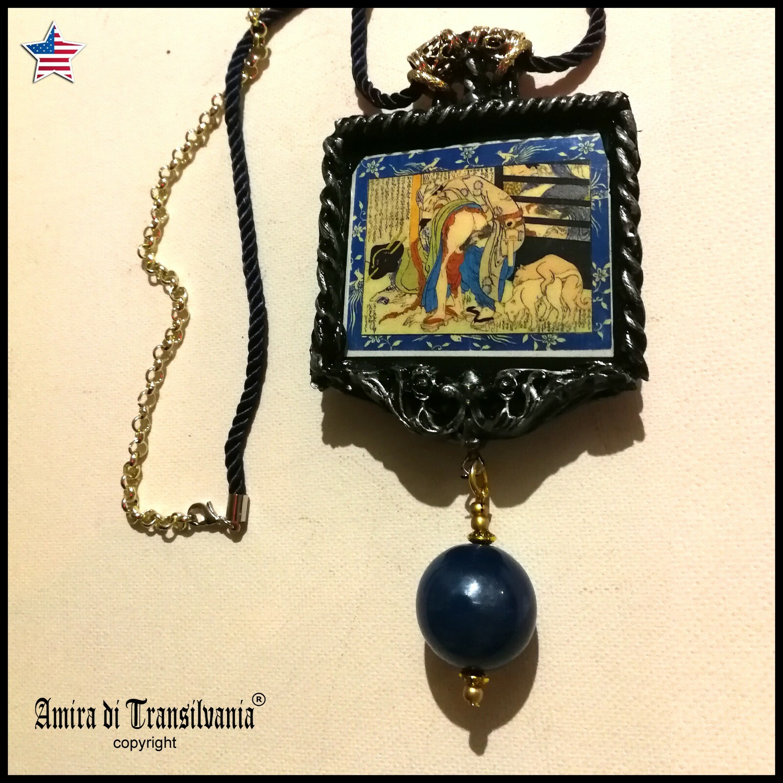 necklace talisman oriental buddha amulet pendant kamasutra love japanese vintage