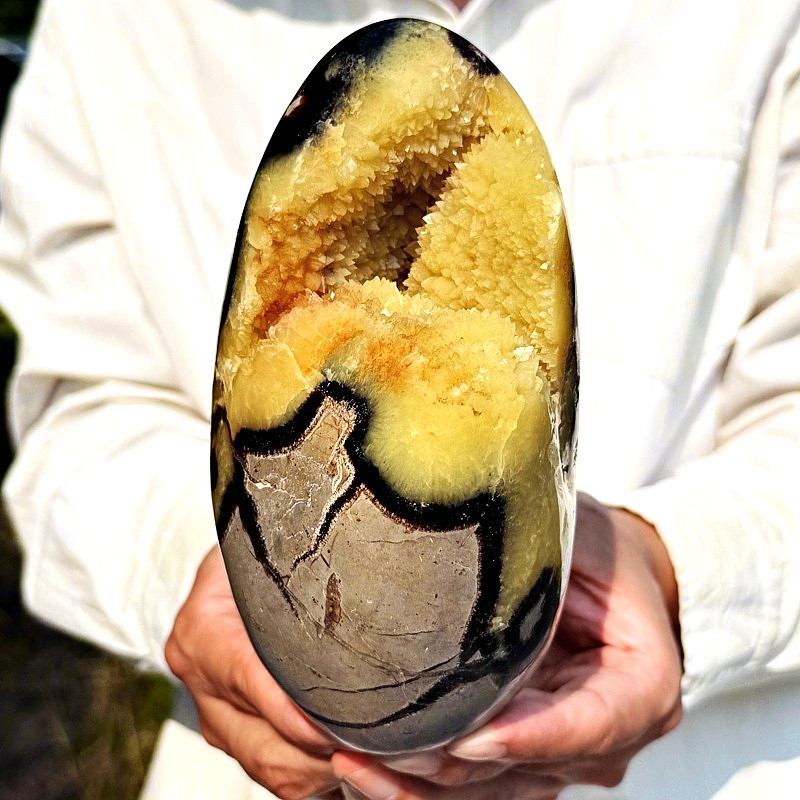 3.42LB Natural yellow turtle-back crystal cave quartz crystal mineral specimen