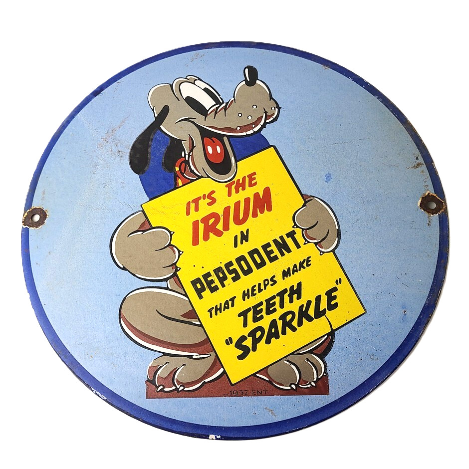 Vintage Pepsodent Sign - Pluto Teeth Store Display Gas Pump Advertising Sign