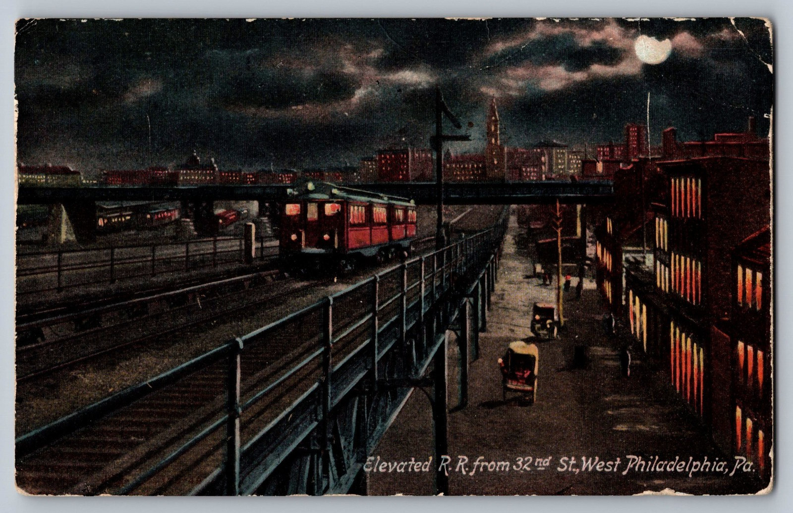1910 Elevated RR from 32nd Street West Philadelphia Pennsylvania Postcard