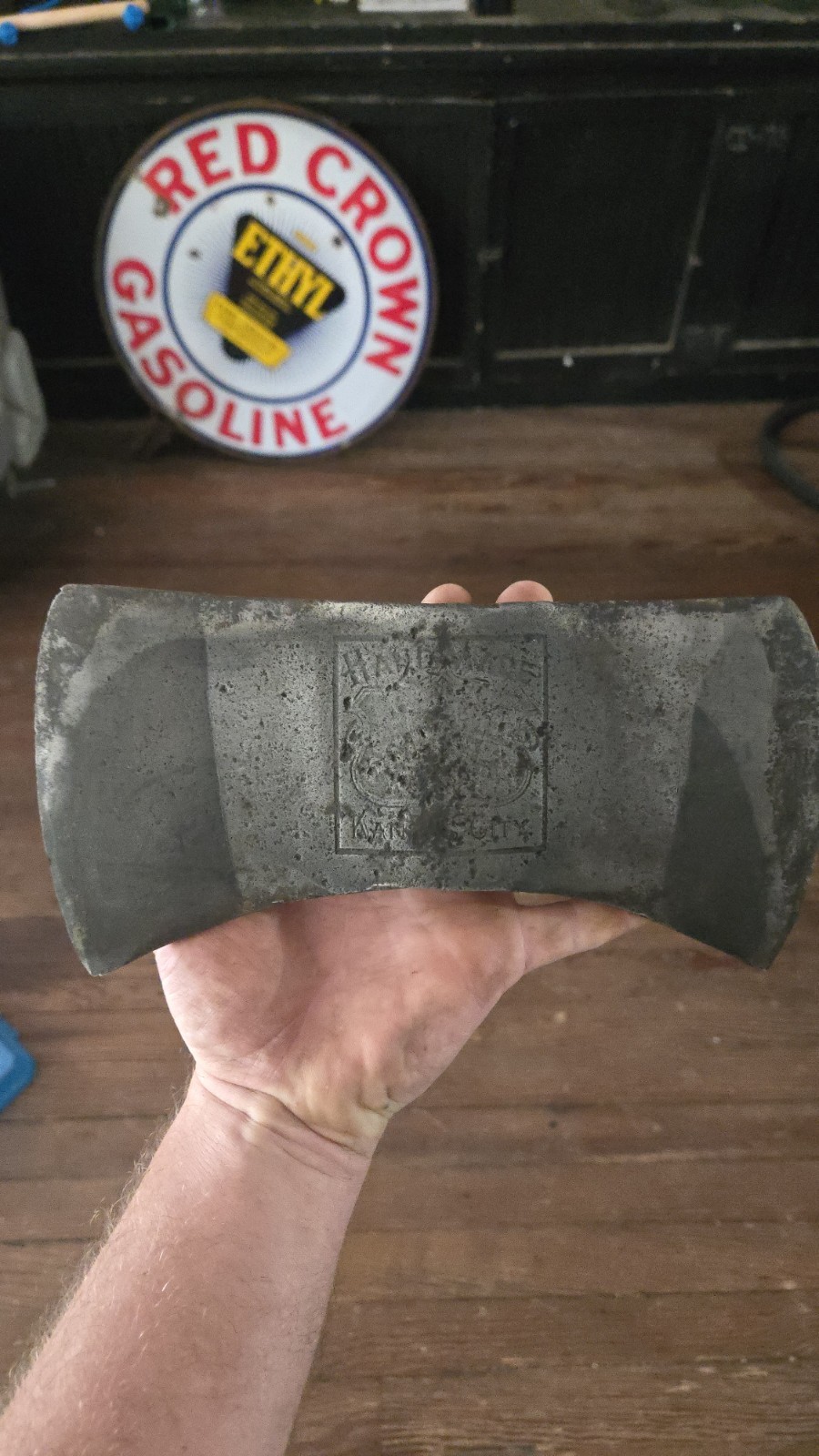 VTG J.f. Richards Pioneer 1857 Double Bit  AXE HEAD EMBOSSED KANSAS CITY 