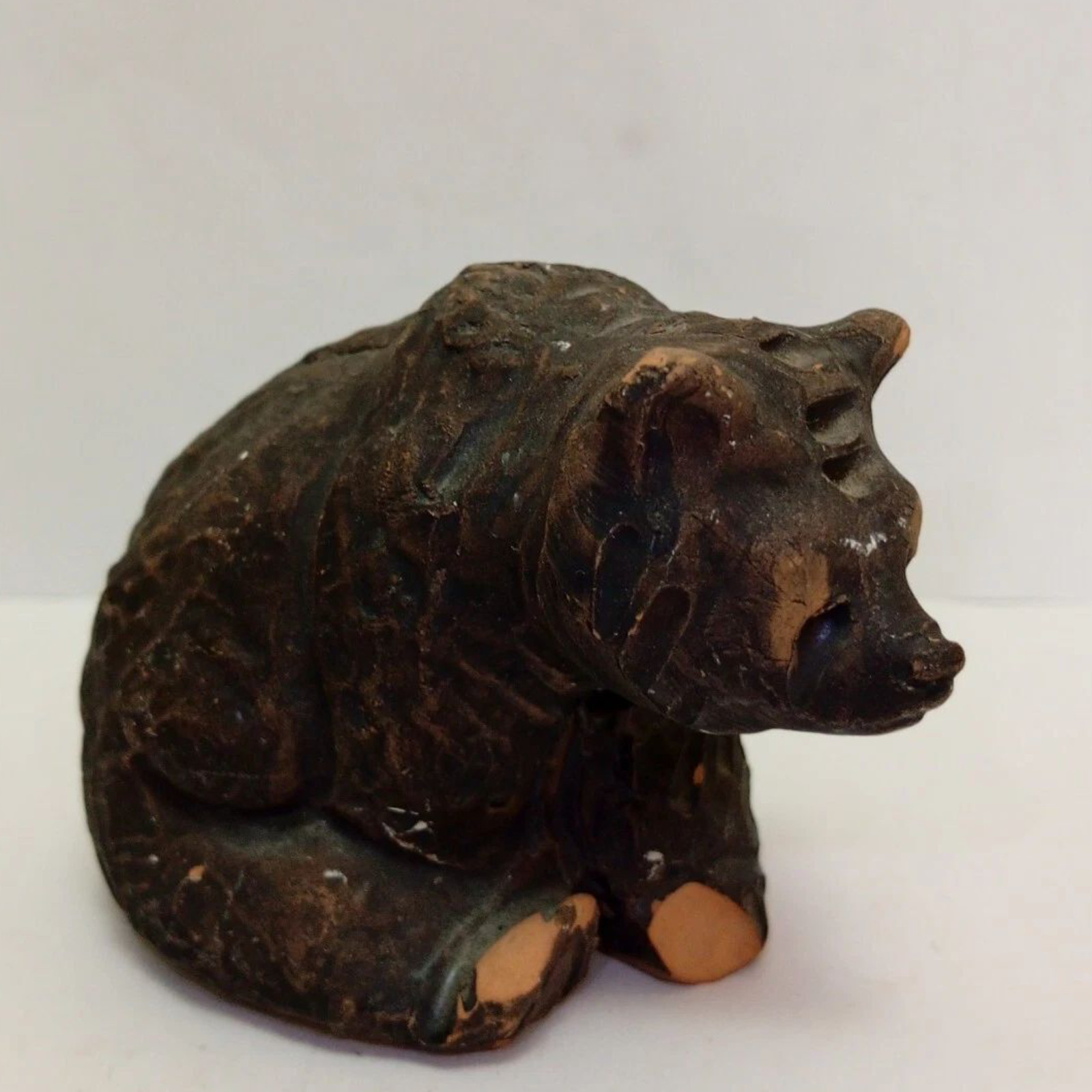Vintage Figure Bear Tilgmans Sweden Handcraft Pottery Clay Sculpture Decor Brown
