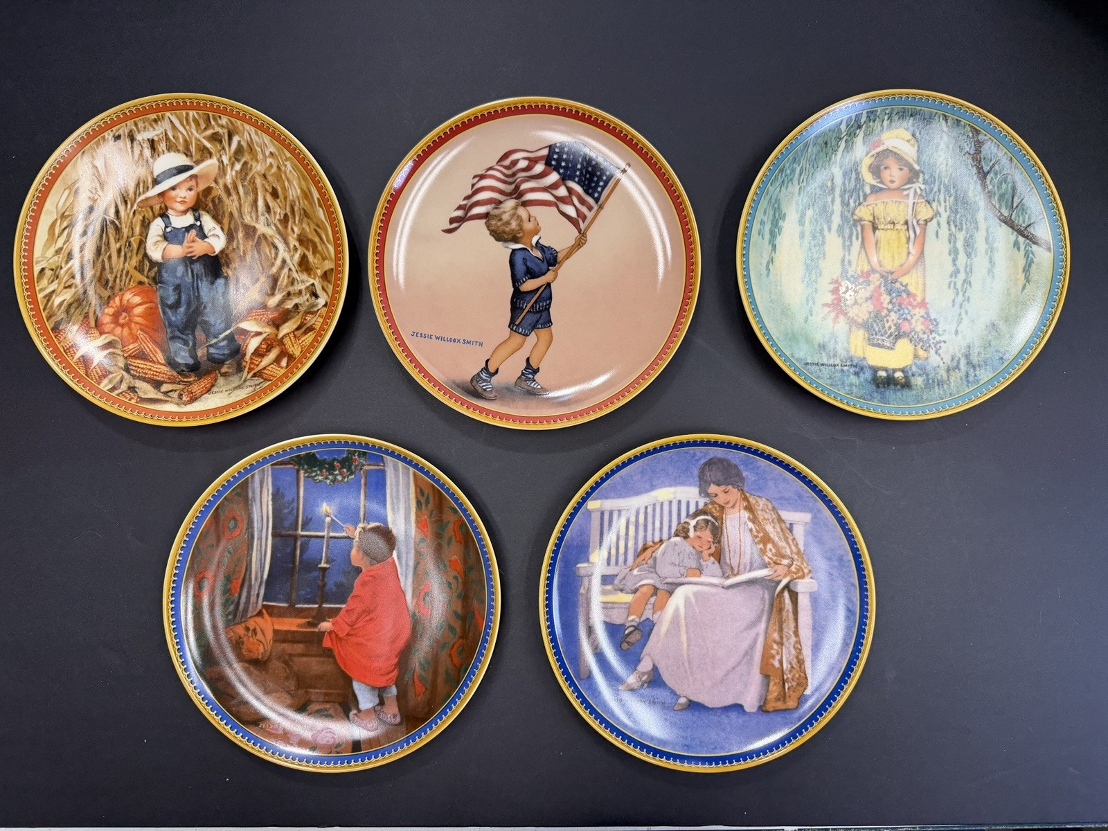 Set Of 5 Edwin M. Knowles 1986, 1987  Collectors Plates Holiday Series