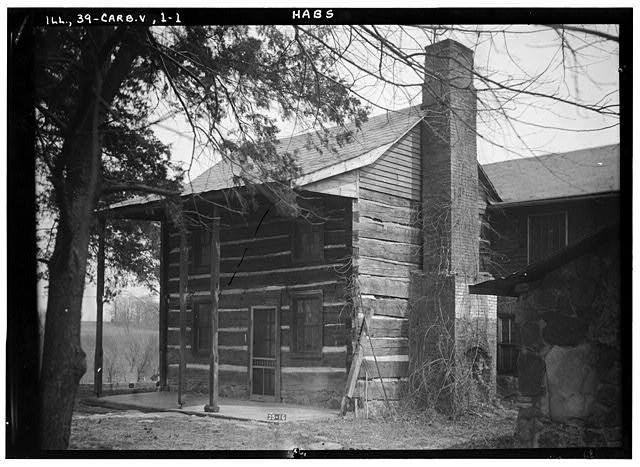 Photo:Carbondale Illinois Log Cabin ca 1855 HABS Historic Survey Photo