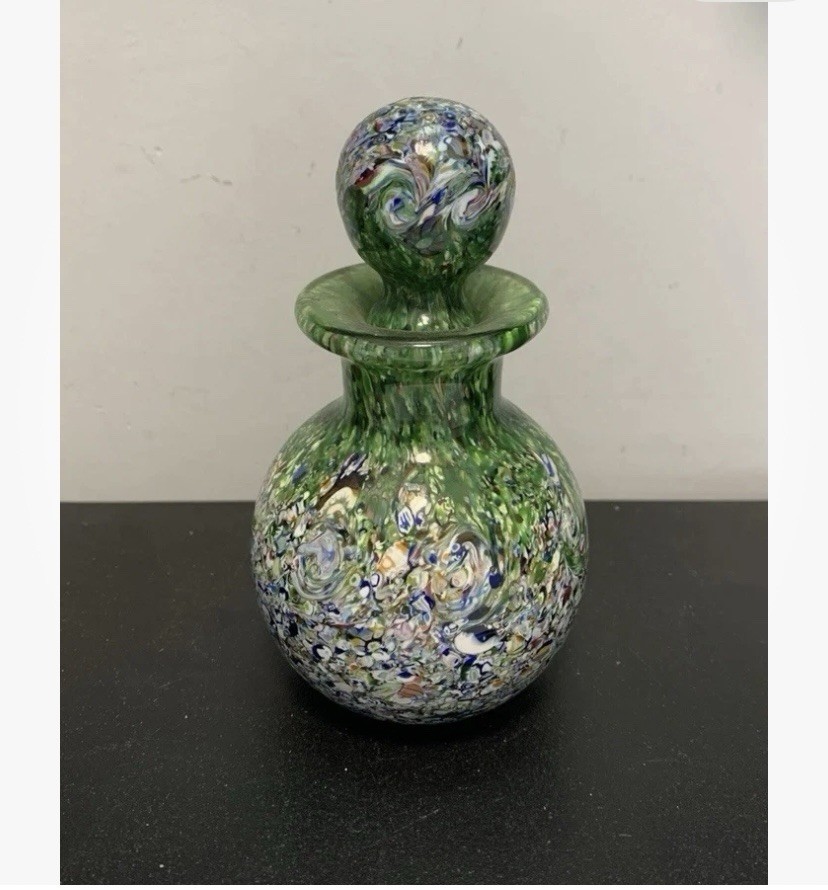 VINTAGE QUALITY PERTHSHIRE, CRIEFF, SCRAMBLED MILLEFIORI PERFUME BOTTLE 400g