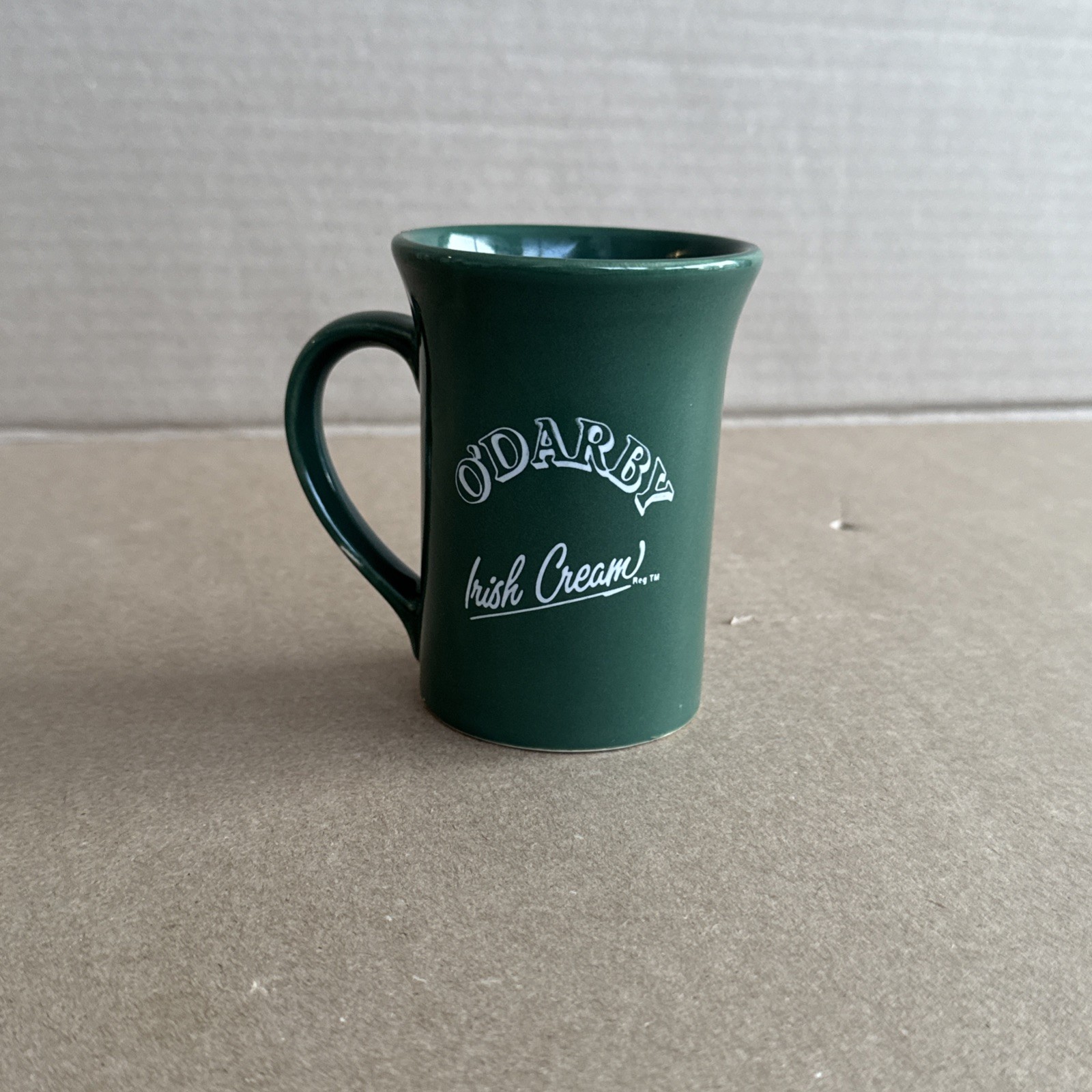 O\'DARBY Irish Cream White Lettering Carrigdhoun Ireland Green Coffee Cup Mug