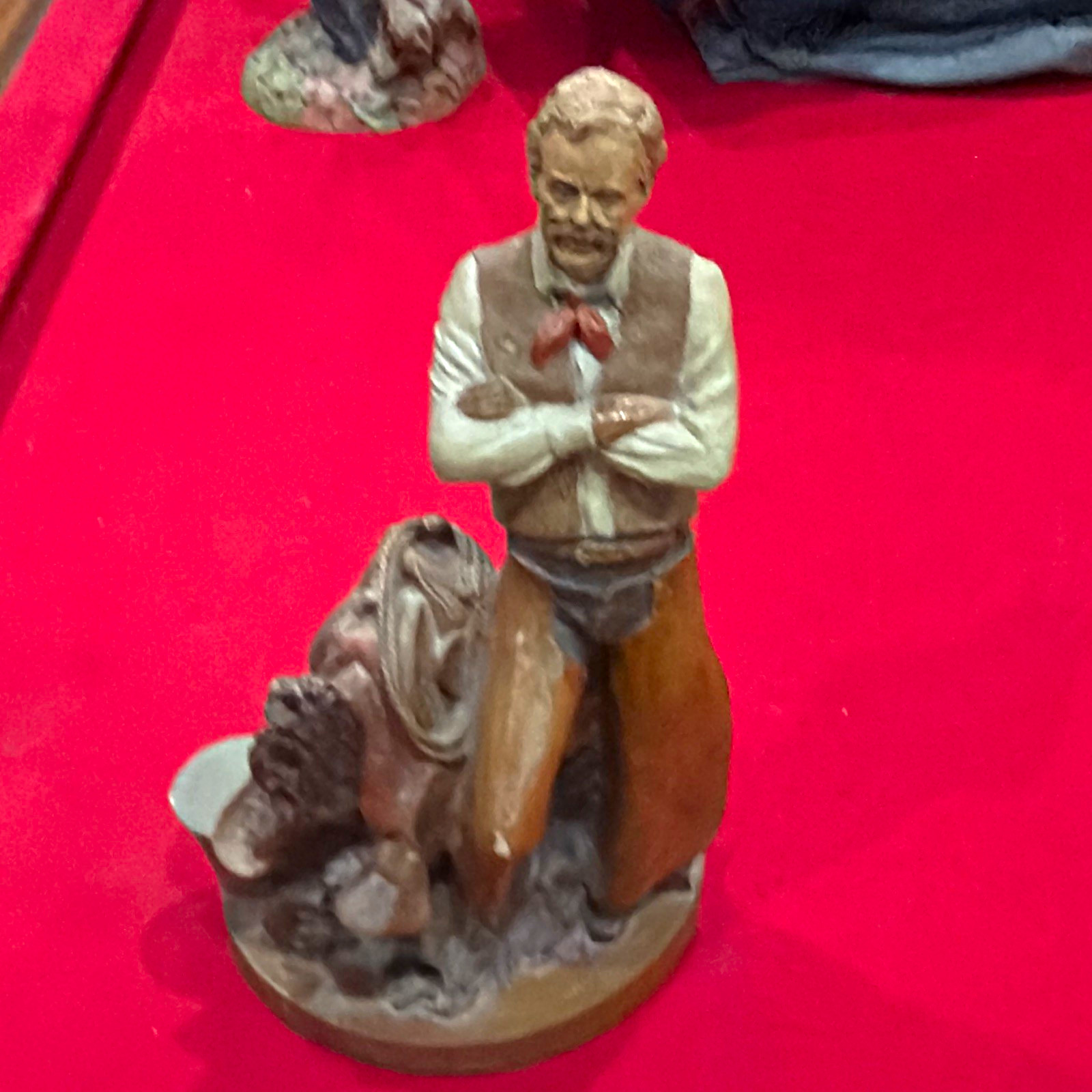 Tom Clark - “Buck” 1980 Kneeling Western Cowboy Figurine Statue with Saddle Base