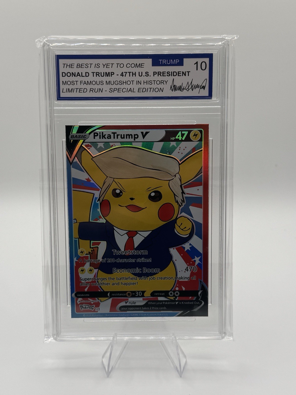 PokeiCG PikaTrump V #470 Donald Trump Autographed 2021 Limited Run Special Ed PokeiCG PikaTrump V #470 Donald Trump Autographed 2021 Limited Run Special Ed