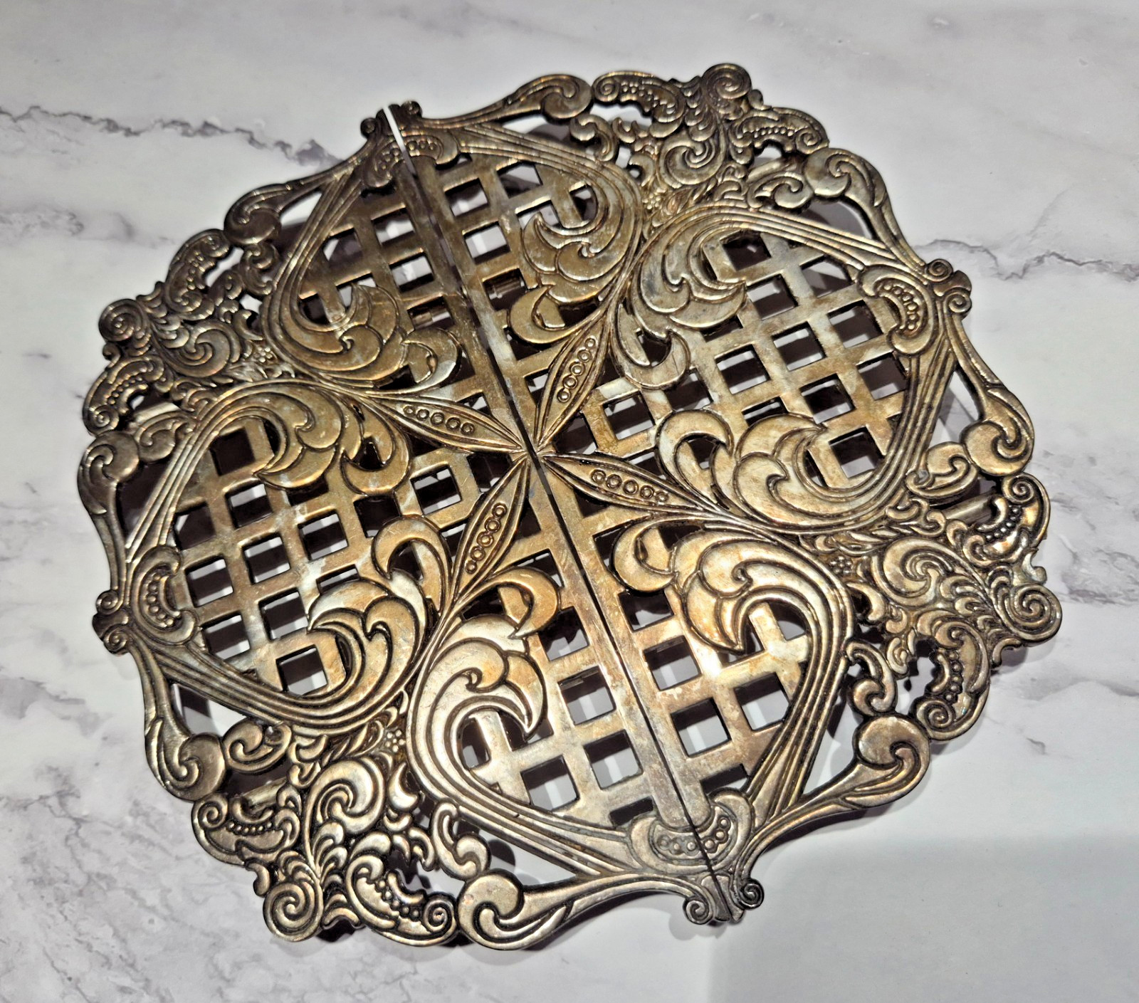 Godinger Silver Plated Expandable Trivet Baroque Ornate 1993