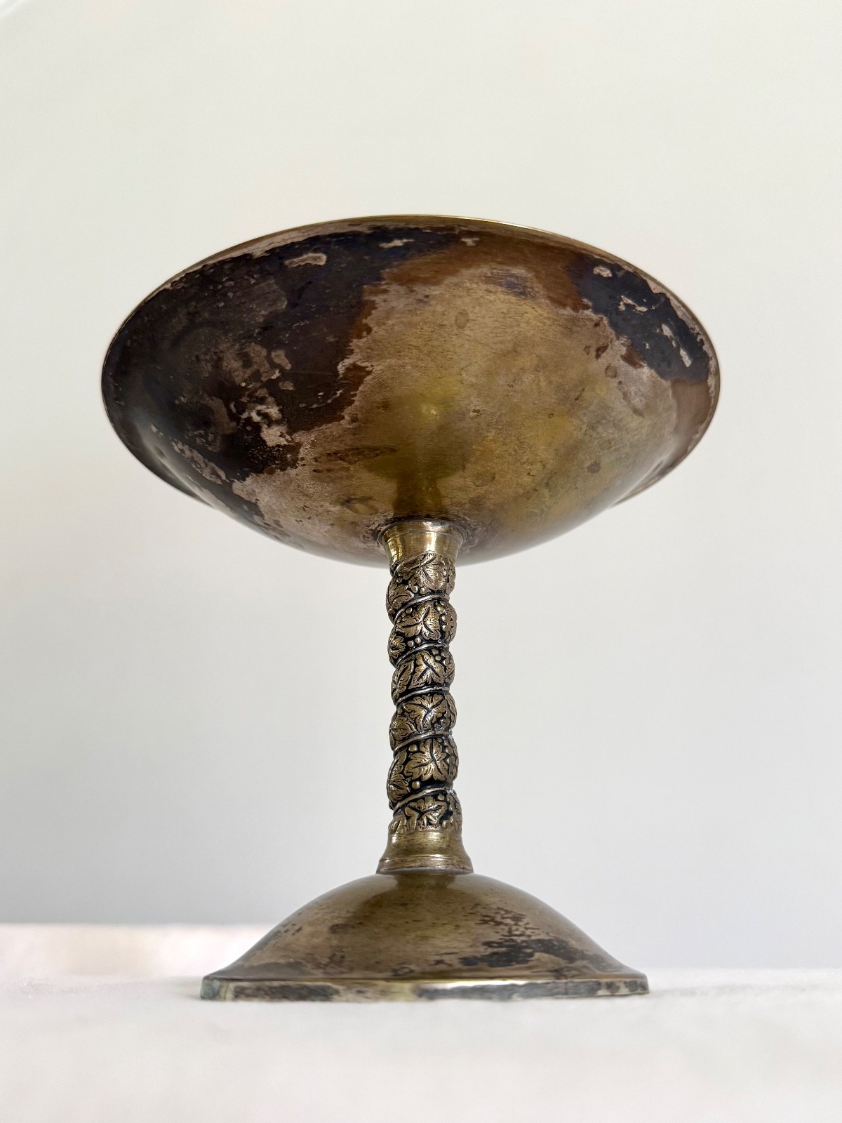 Vintage Crosby Spain Silverplate Grape Vine Pedestal Compote Tazza Centerpiece