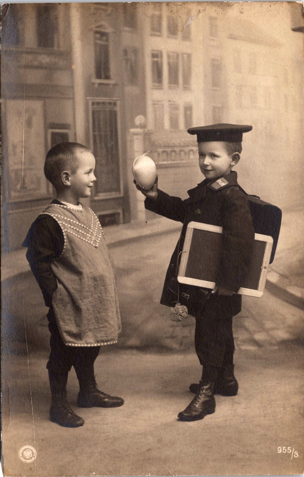 TWO FASHIONABLE AND ADORABLE LITTLE SCHOOL BOYS : NPG : RPPC