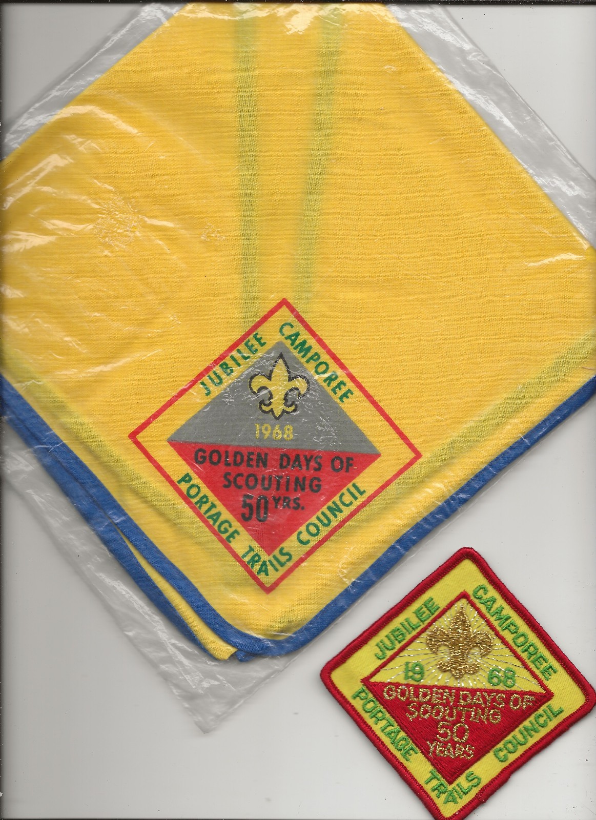 NECKERCHIEF & POCKET patch / PORTAGE TRAILS  COUNCIL - Boy Scout BSA 121T45