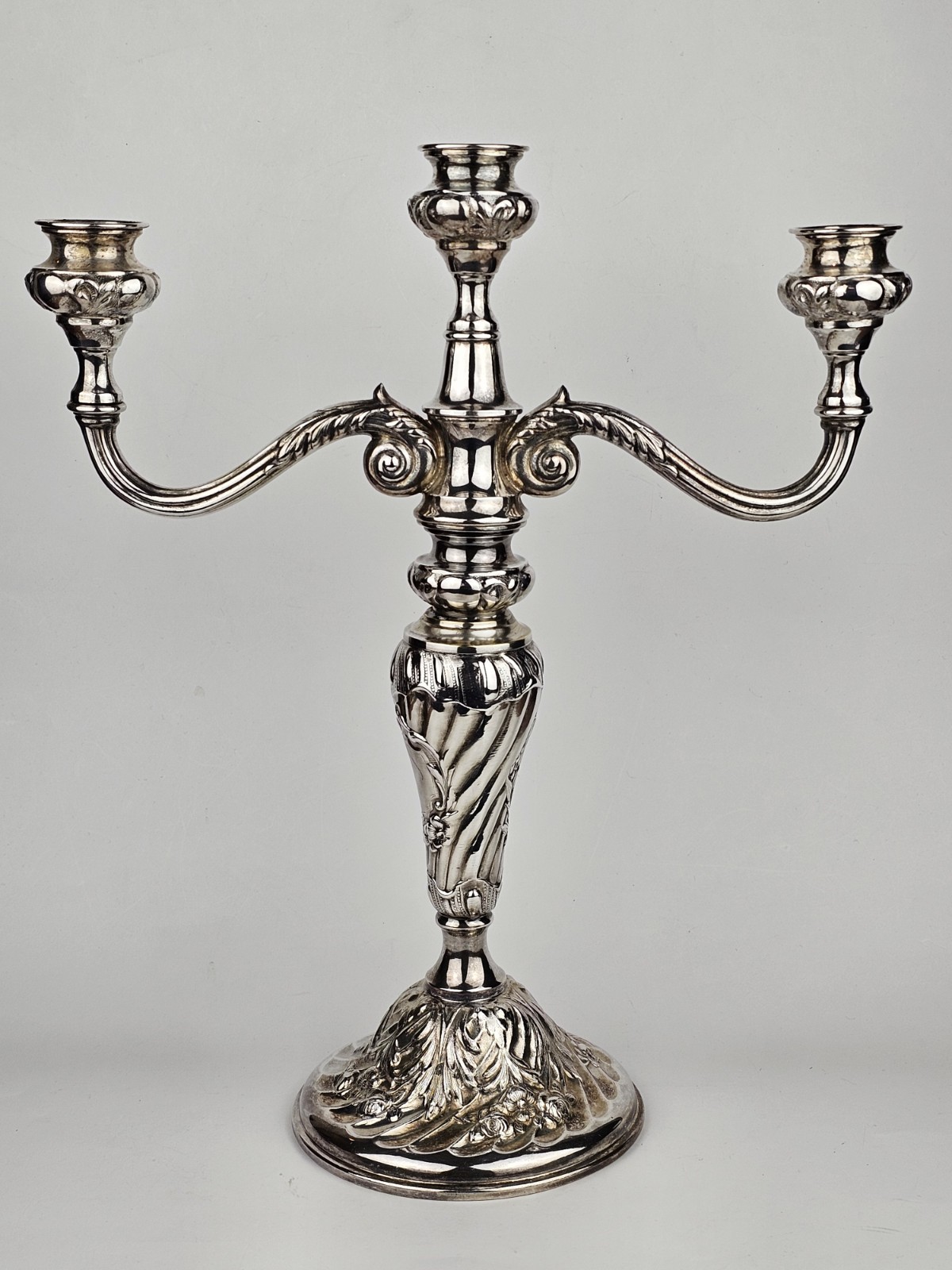 Vintage Ornate Scroll Rococo Revival Candelabra Candle Holder Silver Plated