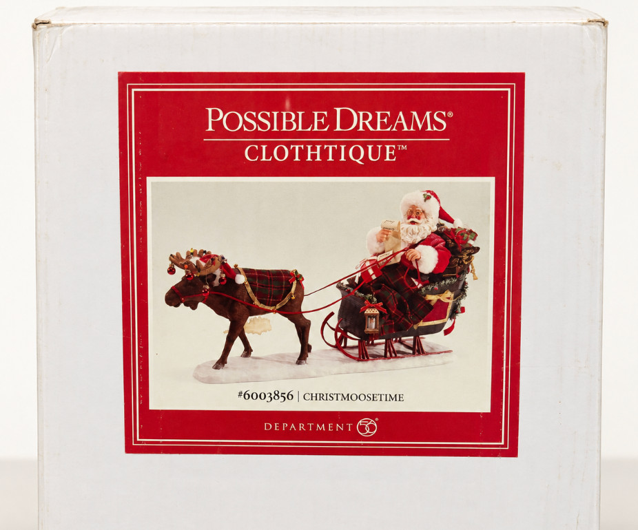 Dept 56 Possible Dreams ChristMoosetime Santa Moose Sleigh 6003856 New Open Box