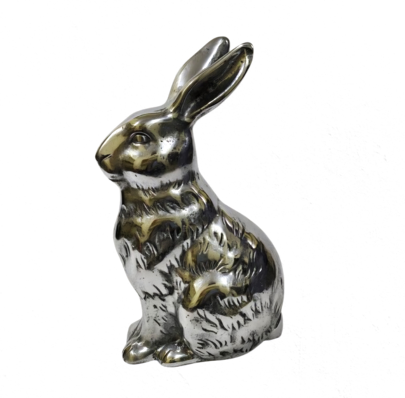 Big Rabbit Metal Easter Bunny Figurine Statue 10 inches .