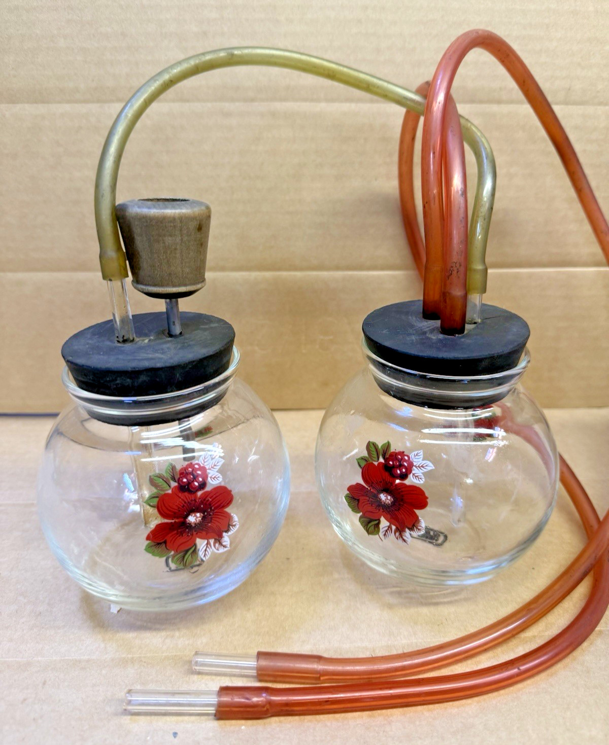 Org Glass Head Double Bong The Spinner Plastic Steam Wood Bowl Unused