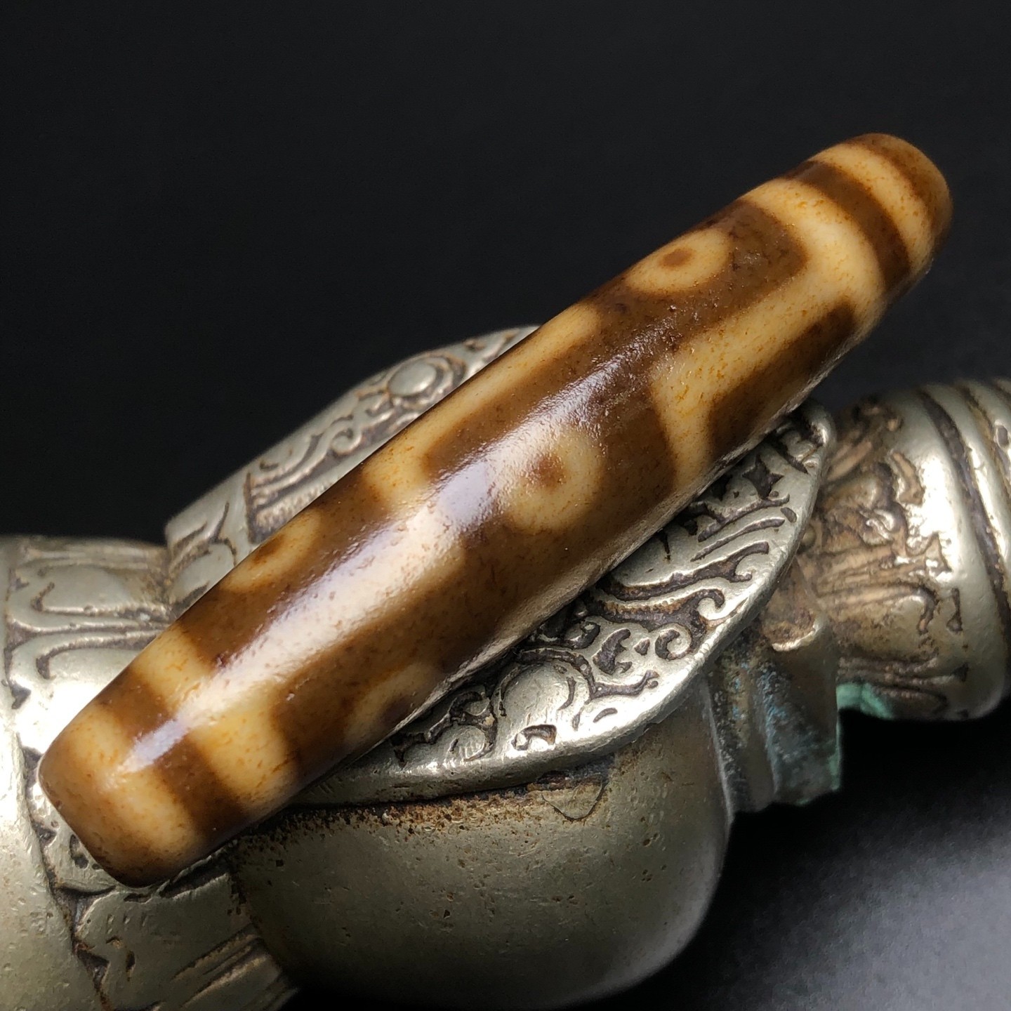 Vintage Tibetan Old Agate Dzi Bead 9 Eyed Amulet Pendant Protection 58×13mm