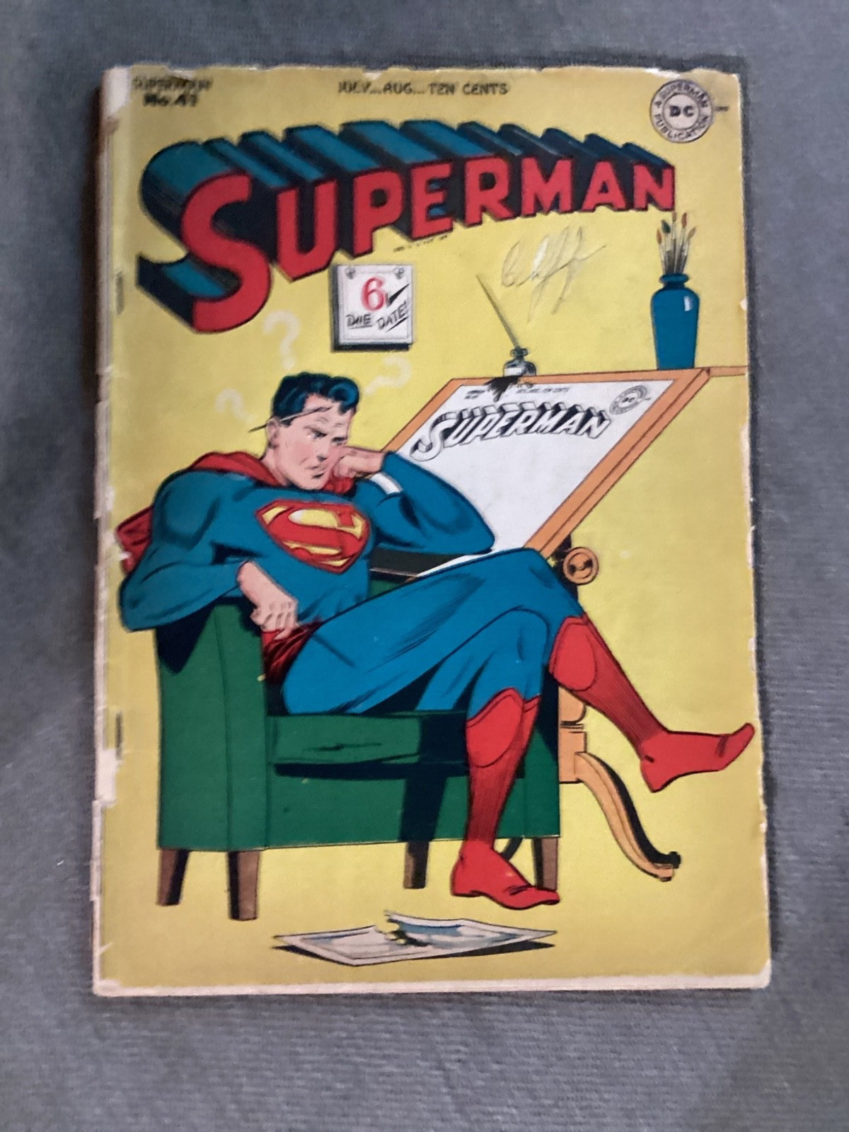 Superman 41 Untitled Golden Age “Thinker” Cover 1946. Good+ Superman 41 Untitled Golden Age “Thinker” Cover 1946. Good+