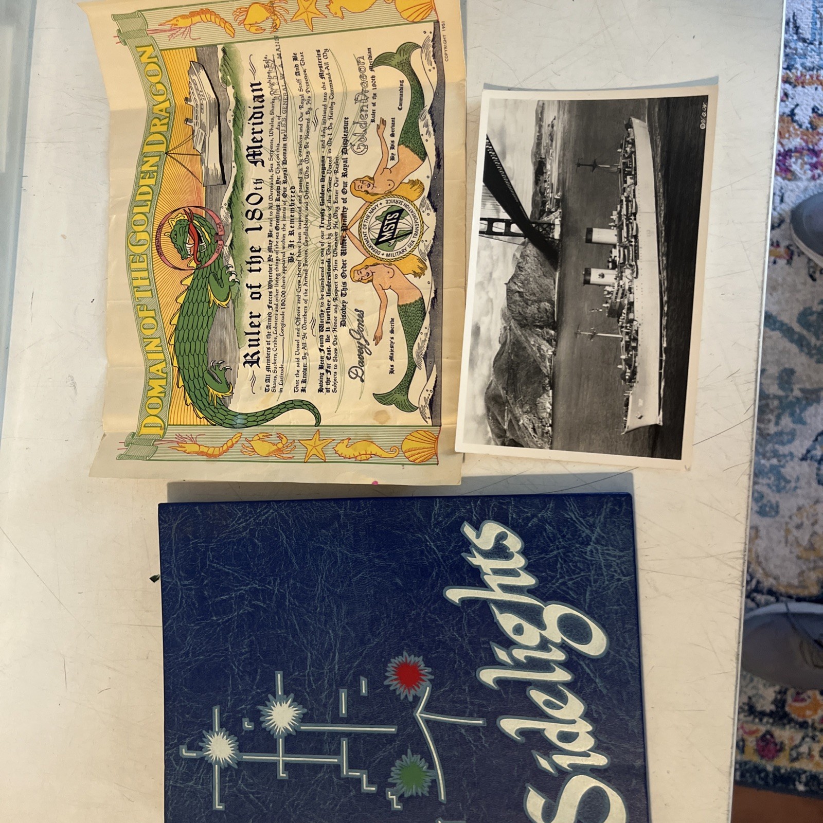 Original 1951 USS General W.A.Mann AP112 Naval Cruise Book + Picture Certificate