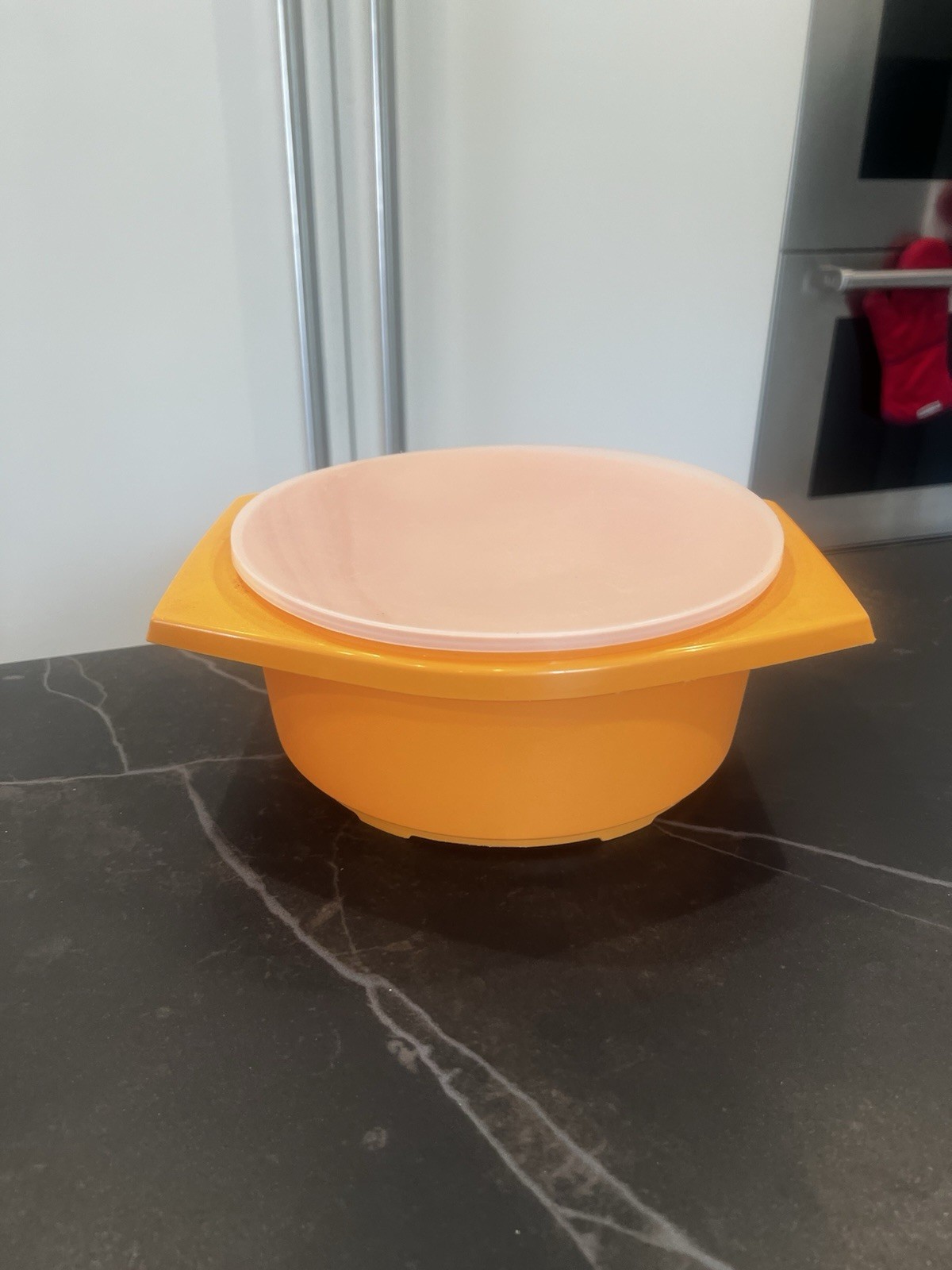 Vintage Tupperware Large Sheer Lid Lidded Tangerine Orange Bowl Container Round Vintage Tupperware Large Sheer Lid Lidded Tangerine Orange Bowl Container Round