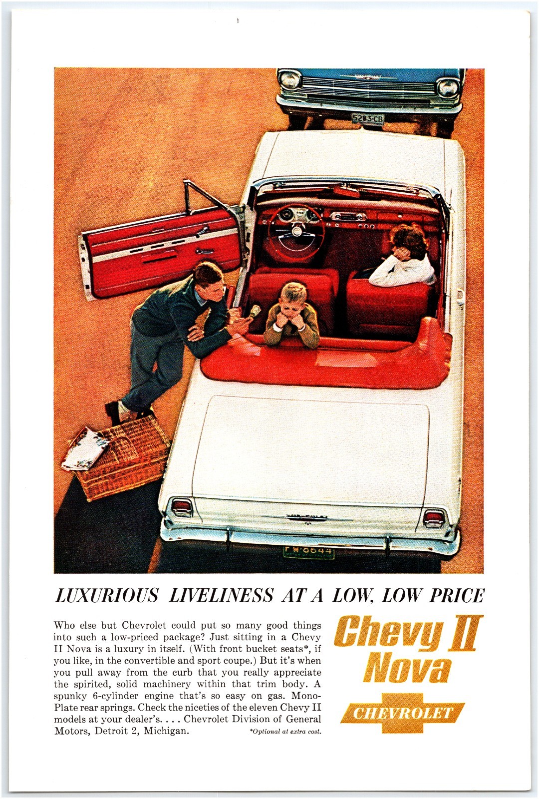 1962 PRINT AD CHEVROLET CHEVY II NOVA WHITE CONVERTIBLE GENERAL MOTORS DETROIT