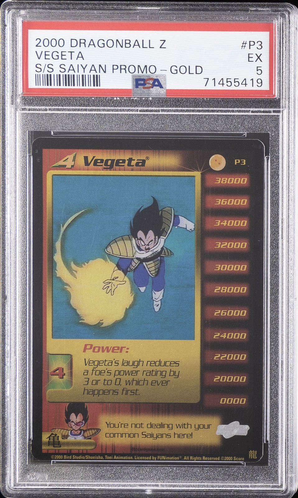 2000 SCORE DRAGON BALL Z SAIYAN SAGA SAIYAN PROMOS #P3 VEGETA PSA 5