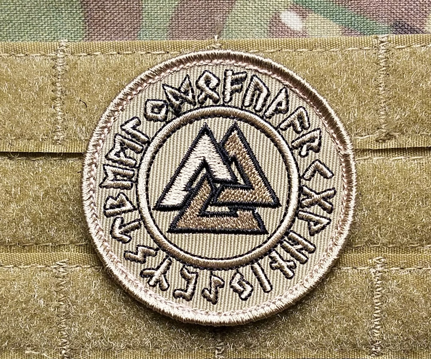 Viking Rune Valknut Coyote Desert Tan Multicam Tactical Patch Norse Viking Rune Valknut Coyote Desert Tan Multicam Tactical Patch Norse