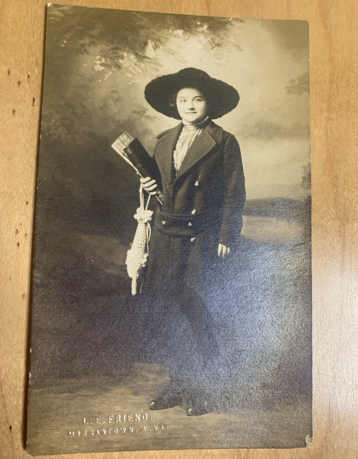 Vintage Edwardian RPPC 1907-1915 Portrait Woman big hat fashion coat fancy sweet