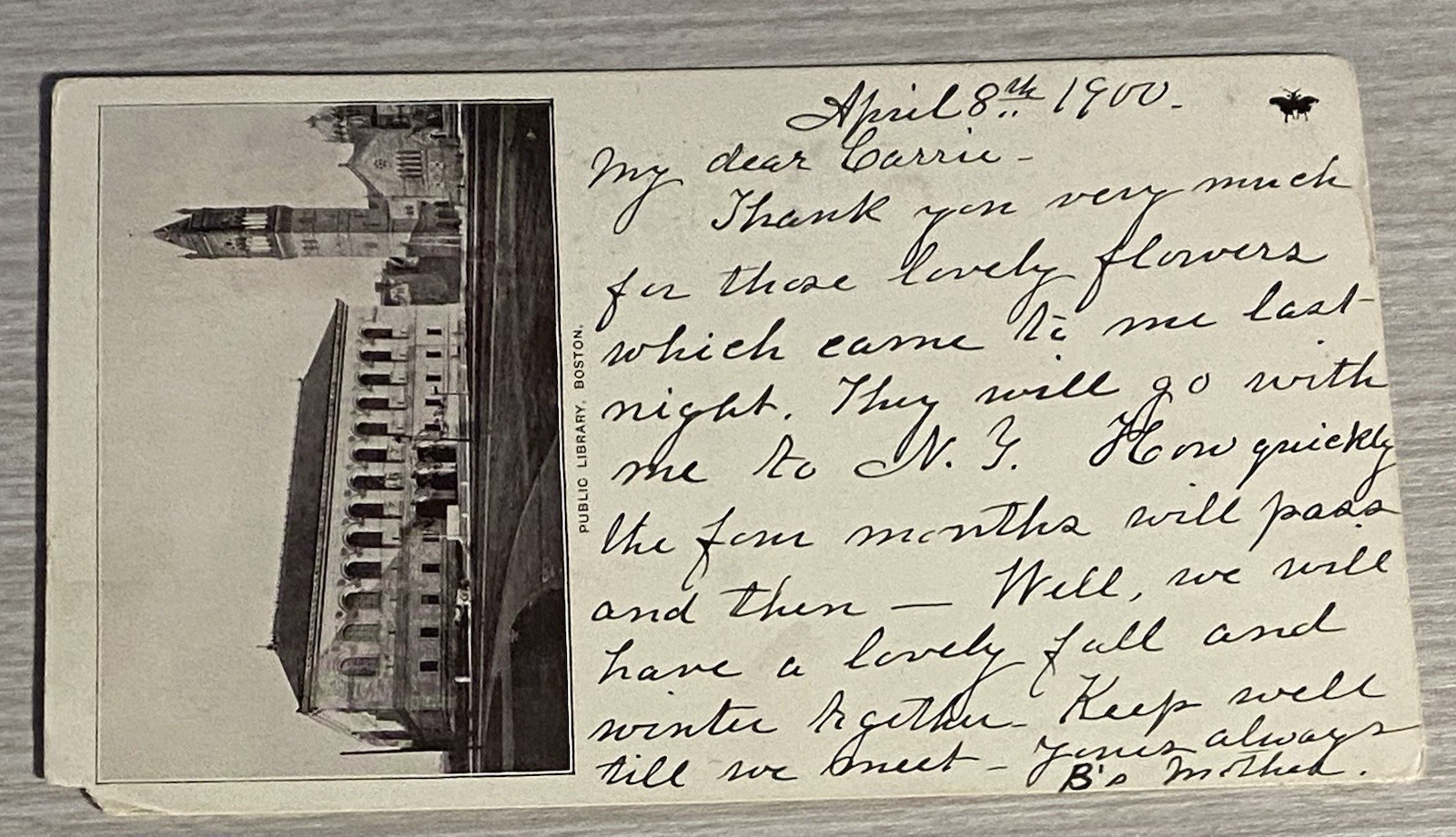 Postcard Private Mailing Card Public Library Boston Massachusetts MA Posted 1900