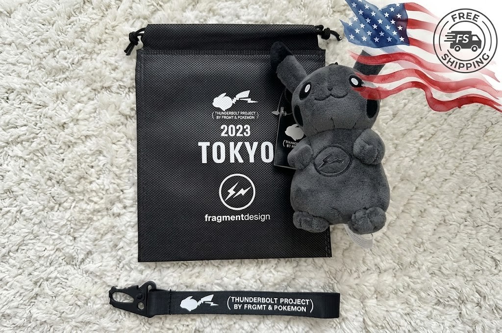 Pokémon x Fragment Design Pikachu Plush Keychain Thunderbolt Project w/ Bag V1