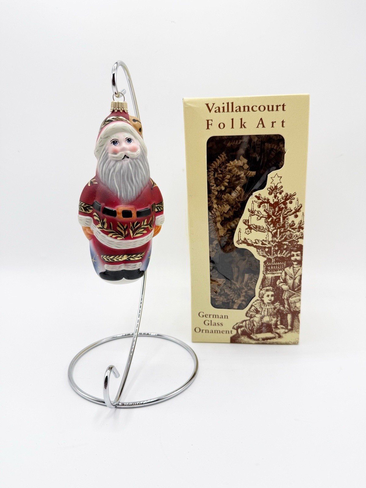 Vtg Villiancourt Folk Art Christmas Santa Claus Vaillancourt Ornament