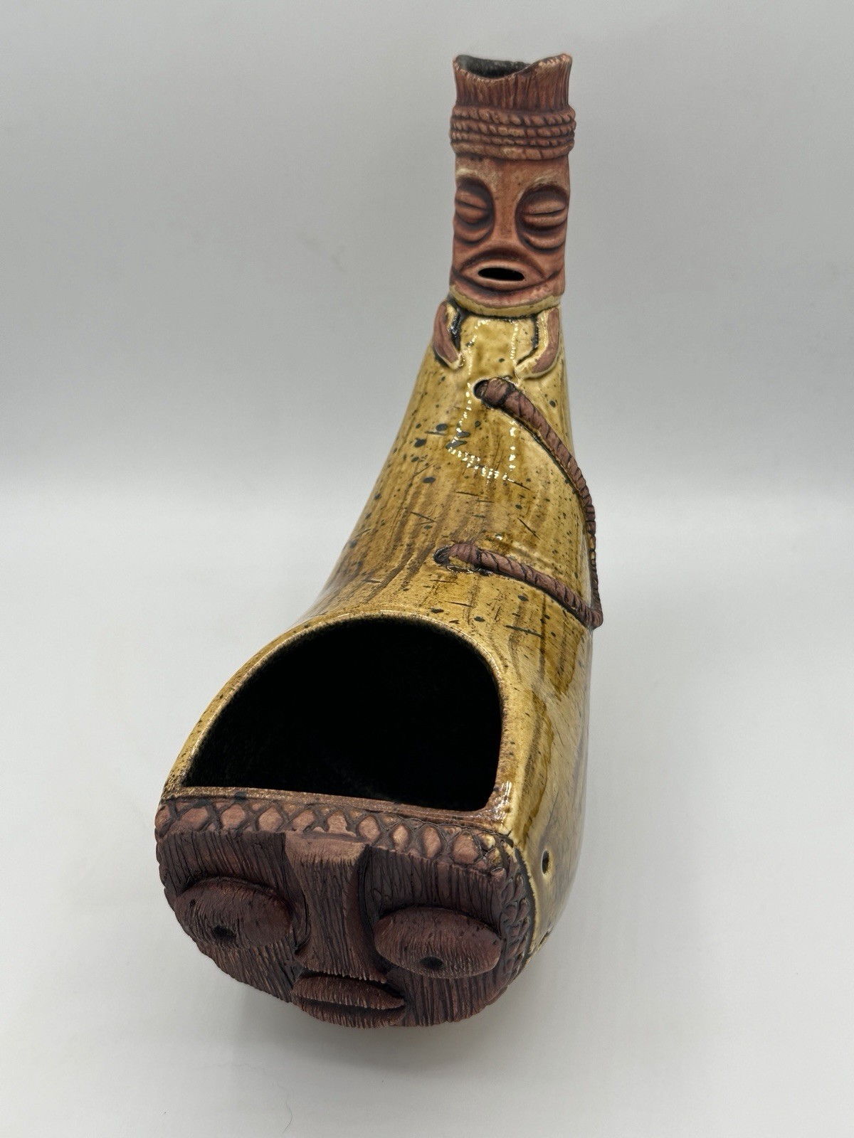 Rare Munktiki Double Chamber Tiki Bowl Pohaku Po’o 2008 LTD #73/100 Dry Ice Mug