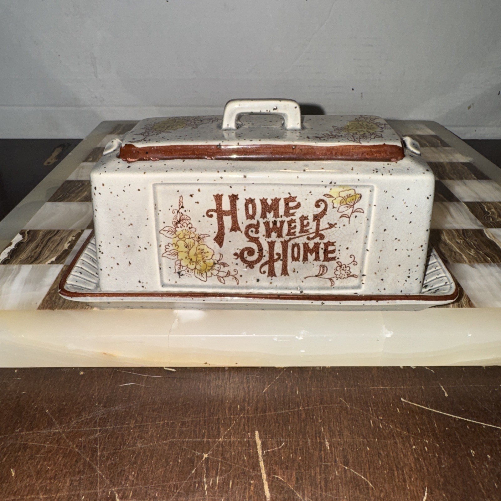 Vintage Home Sweet Home Butter Dish Country Home Retro Decor