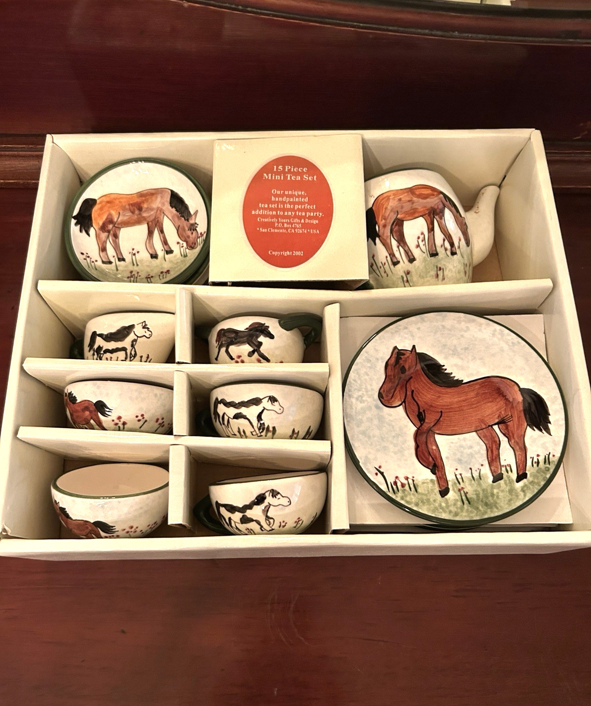 Creatively Yours Hand Painted Mini Horse Tea Set Hand Painted by Karen De Alwis