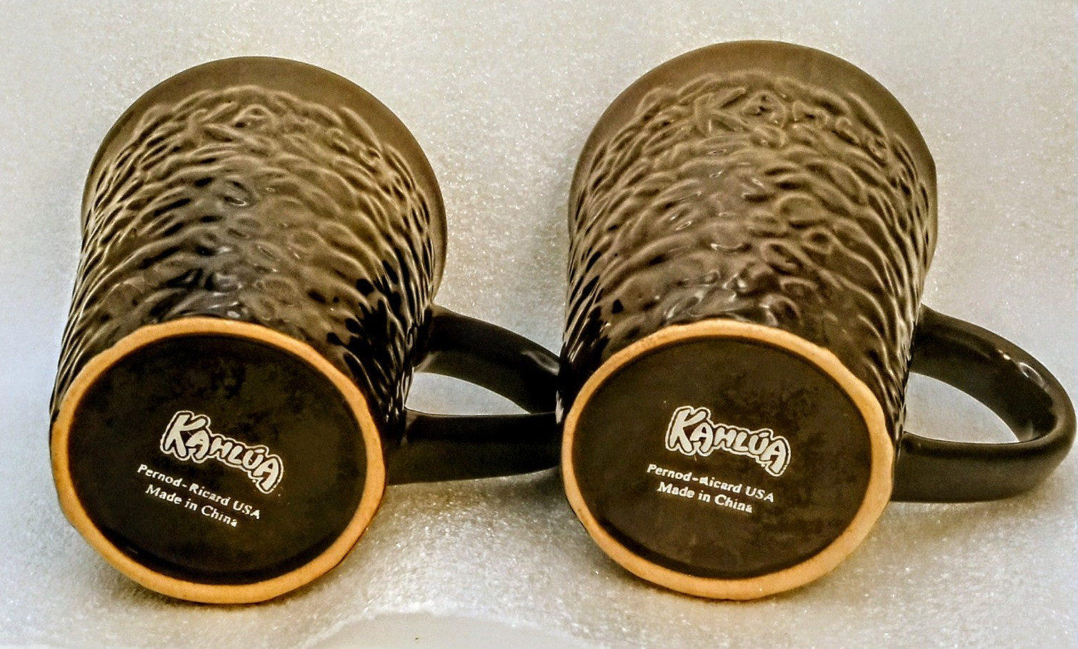 Vintage Set of 2 Kahlua Coffee Mugs 3D Coffee Beans - NEW