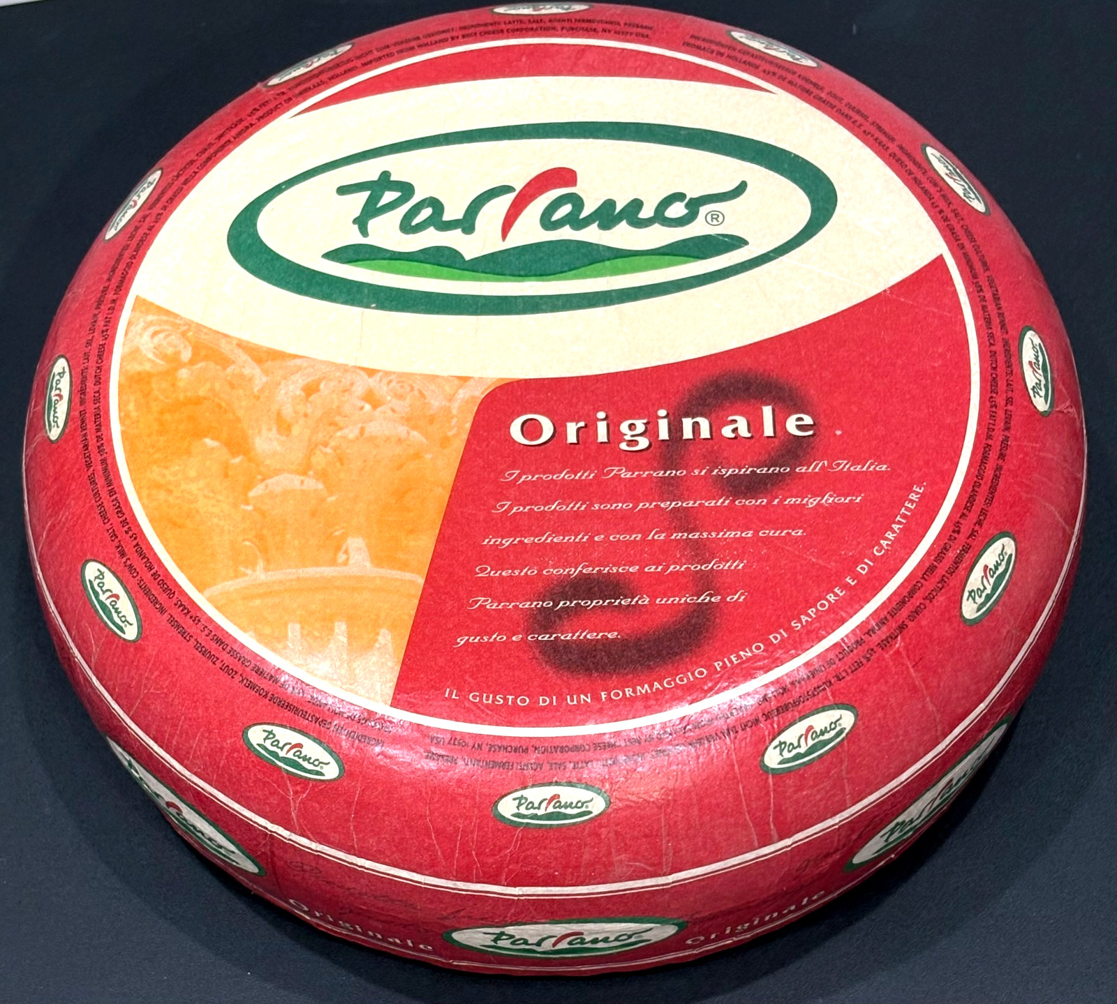 ⭐NICE⭐ RARE PARRANO CHEESE WHEEL PLASTIC STORE DISPLAY ADVERTISING PROP BOSKA