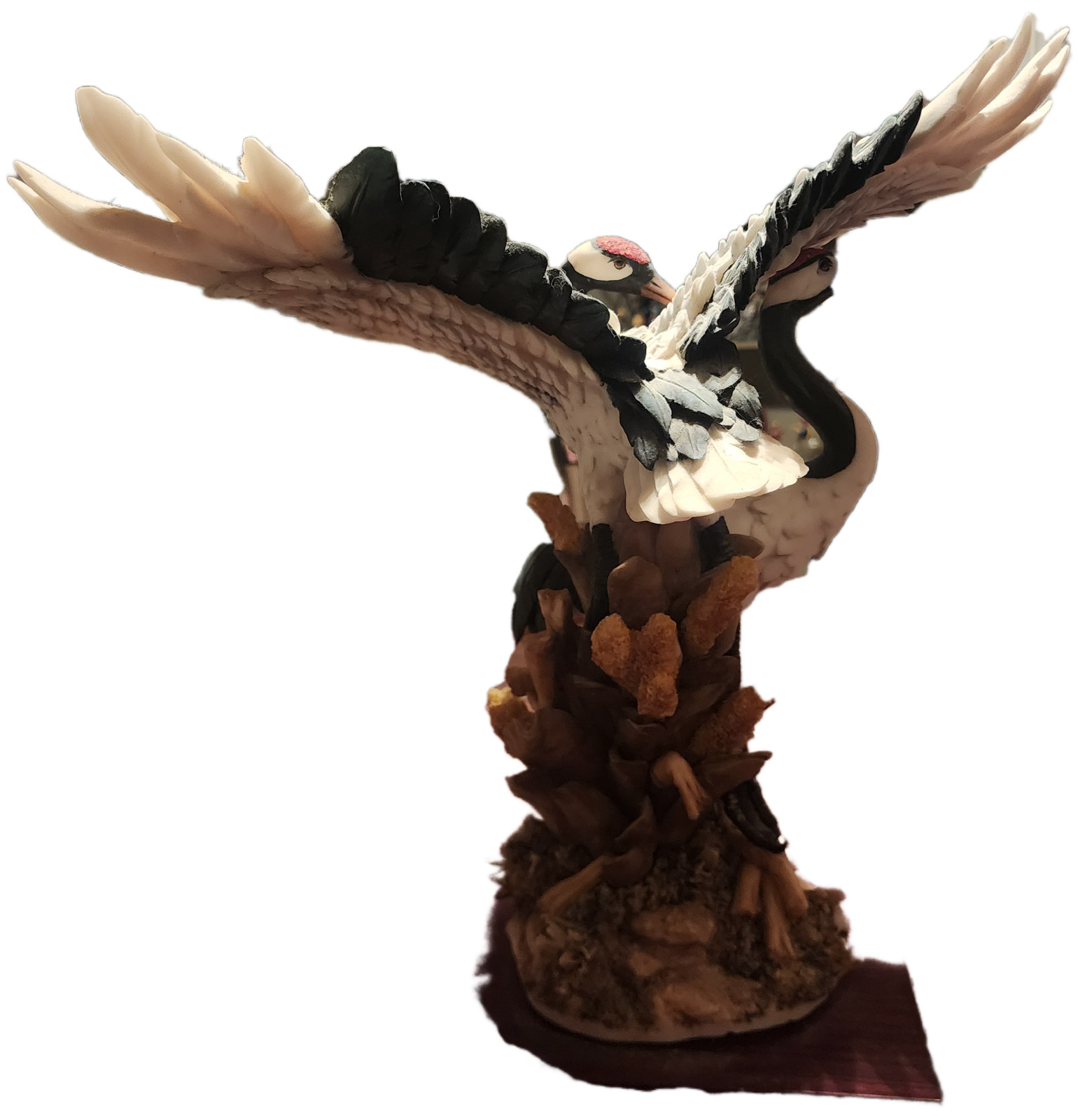 Montefiori Red Crowned Cranes, Italian Design, Oriental Resin Sculpture, Vintage