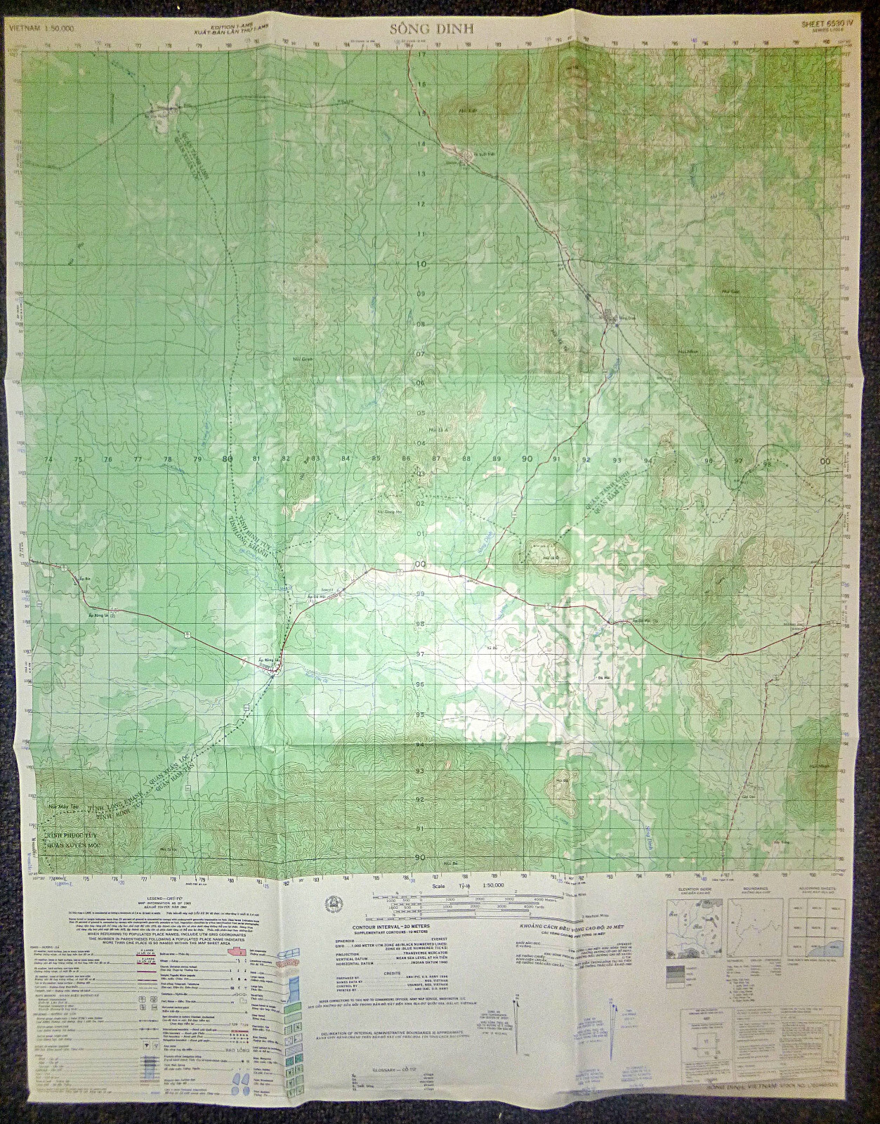 6530 iv - Map - Song Dinh - Phuoc Tuy - Highway 1 - 1966 - Nui Lo - Vietnam War